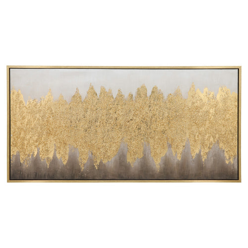 59X30 HANDPAINTED ABSTRACT CANVAS W/GOLD FO - Aluzar
